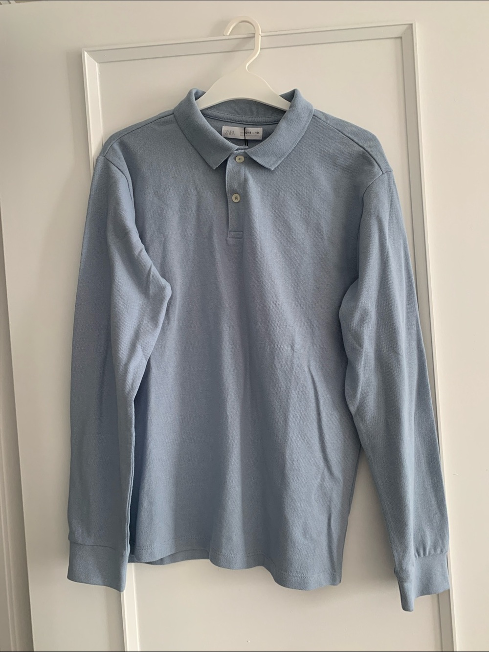 NWT Zara Light Blue Long Sleeve Polo Sz 13-14